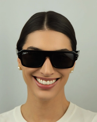 Óculos de Sol Ray-Ban Lukas 0RB4454 66774856 Acetato Preto com lentes na cor Cinza Polarizado