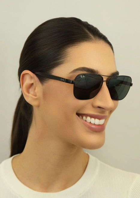 Óculos de Sol Ray-Ban Ferrari 0RB8336M F0027158 Metal Preto Fosco com lentes na cor Verde Escuro 5