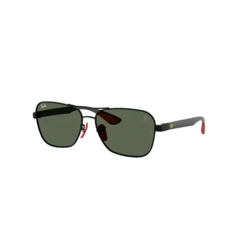 Óculos de Sol Ray-Ban Ferrari 0RB8336M F0027158 Metal Preto Fosco com lentes na cor Verde Escuro
