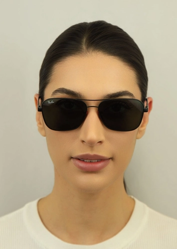 Óculos de Sol Ray-Ban Ferrari 0RB8336M F0027158 Metal Preto Fosco com lentes na cor Verde Escuro