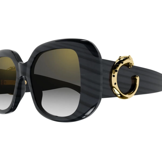 Óculos de Sol Cartier CT0471S-003 54 Acetato Cinza com lentes na cor Marrom Degradê 4