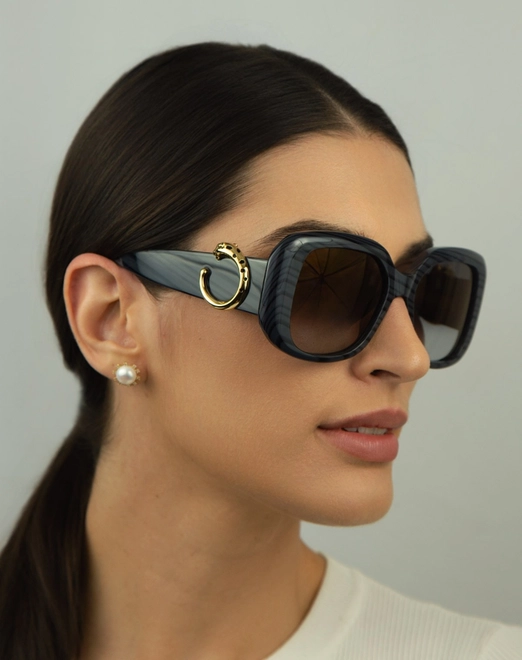 Óculos de Sol Cartier CT0471S-003 54 Acetato Cinza com lentes na cor Marrom Degradê 5