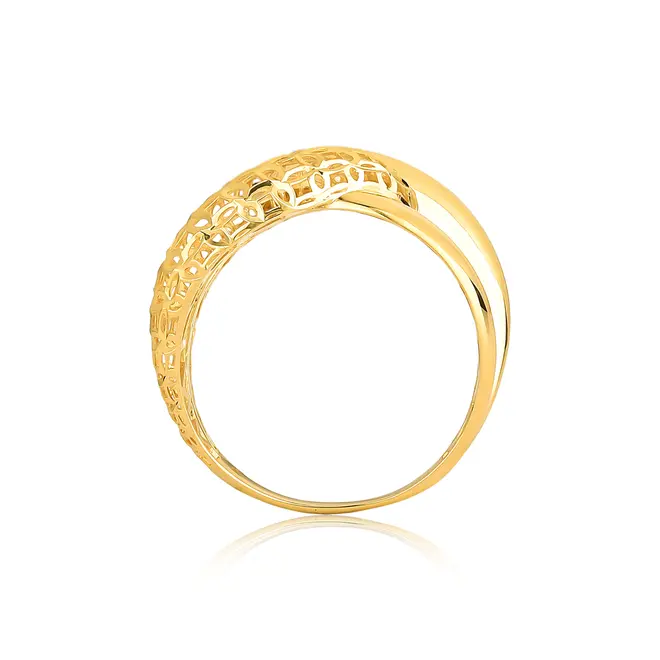 Anel aros entrelaçados ouro 18k filigrana fios lisos e Diamantados 2