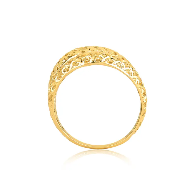 Anel filigrana ouro 18k três aros interligados fios lisos e Diamantados 2