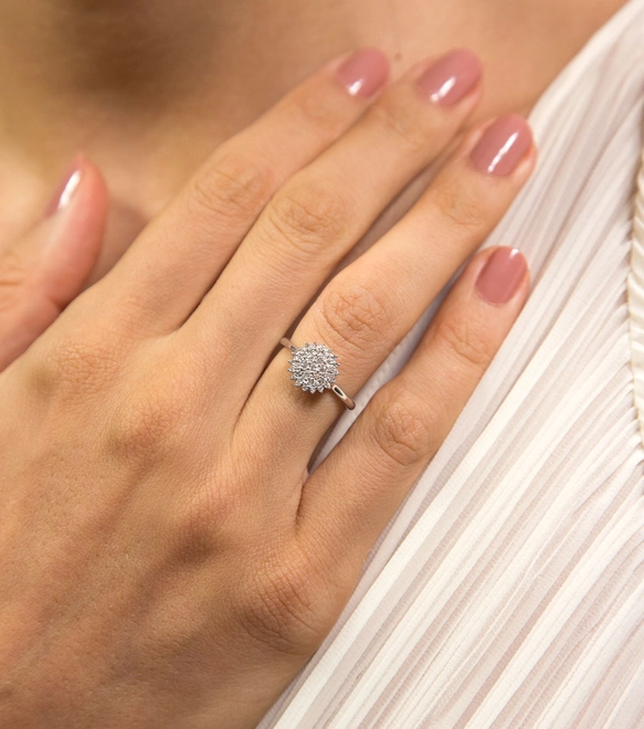 Anel Soleil ouro branco 18k sol com 27pts de Diamantes 4