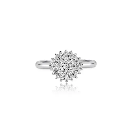 Anel Soleil ouro branco 18k sol com 27pts de Diamantes