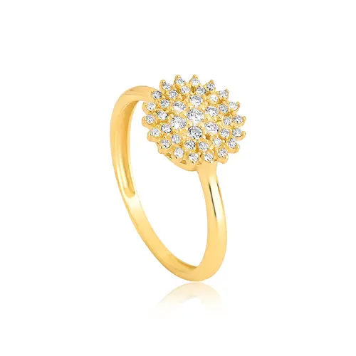 Anel Soleil ouro 18k sol cravejado de 27pts de Diamantes