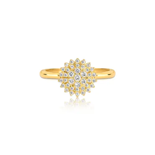 Anel Soleil ouro 18k sol cravejado de 27pts de Diamantes