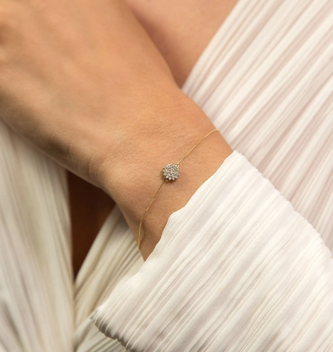 Pulseira Soleil veneziana ouro 18k sol com 13,4pts de Diamantes