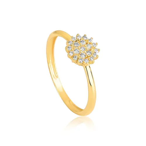 Anel Soleil ouro 18k sol cravejado de 13,4pts de Diamantes