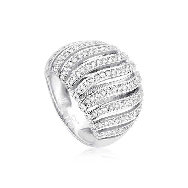 Anel Spiral ouro branco 18k abaulado espiral com 96pts de Diamantes 1