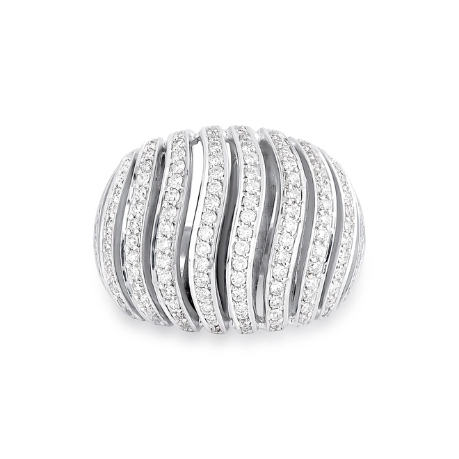 Anel Spiral ouro branco 18k abaulado espiral com 96pts de Diamantes 3