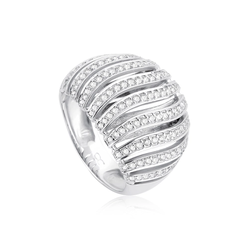 Anel Spiral ouro branco 18k abaulado espiral com 96pts de Diamantes
