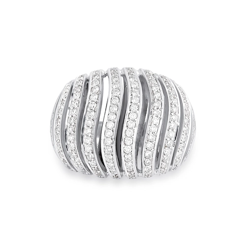 Anel Spiral ouro branco 18k abaulado espiral com 96pts de Diamantes