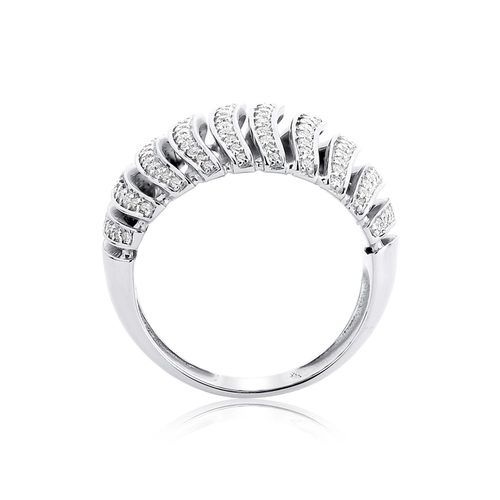 Anel Spiral ouro branco 18k abaulado espiral com 96pts de Diamantes