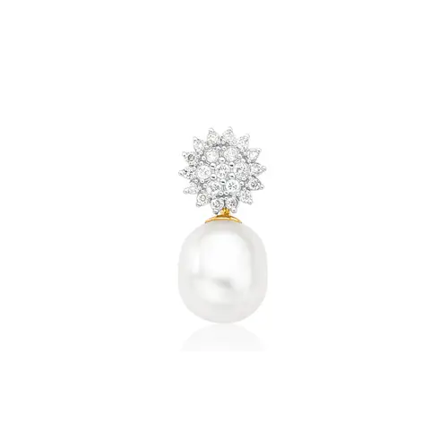 Pingente Soleil ouro 18k sol de Diamantes e gota de Pérola de Arroz