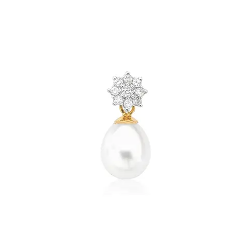 Pingente Soleil ouro 18k sol de Diamantes com gota de Pérola de Arroz
