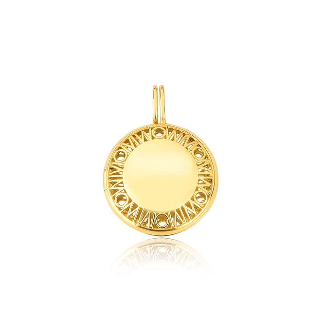 Pingente Wow Mom ouro 18k relicário redondo polido 1