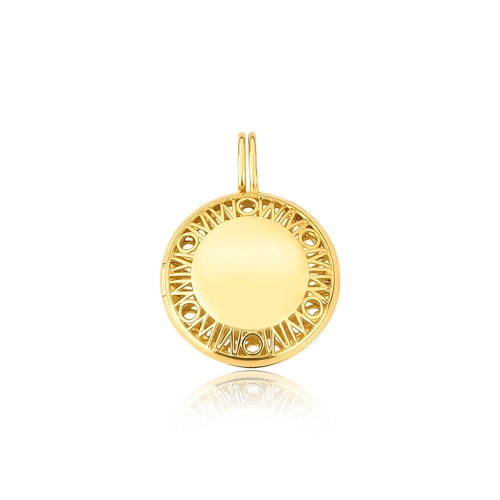 Pingente Wow Mom ouro 18k relicário redondo polido