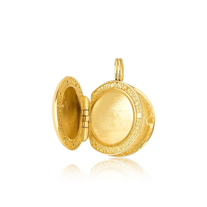 Pingente Wow Mom ouro 18k Relicário três partes redondo 2
