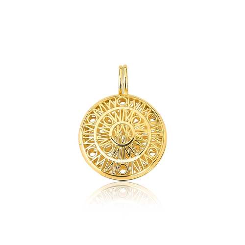 Pingente Wow Mom ouro 18k Relicário redondo vazado monograma Mom