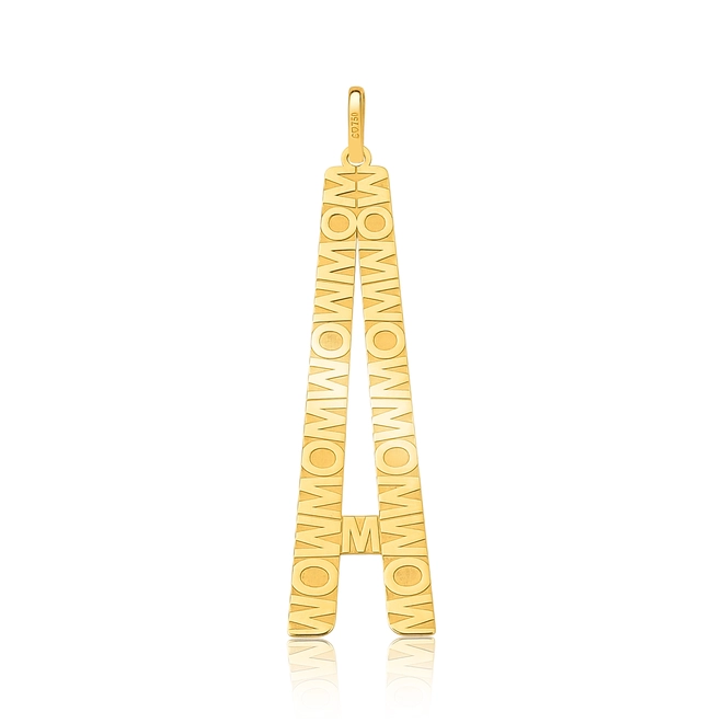 Pingente Wow Mom ouro 18k letra "A" polida 2