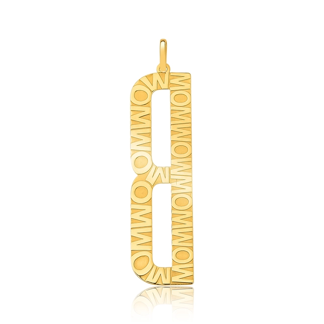 Pingente Wow Mom ouro 18k letra "B" polida 2