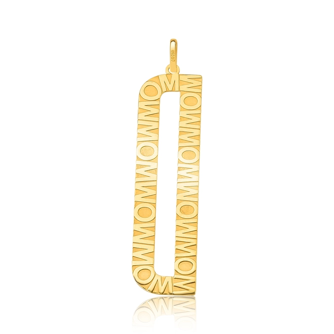 Pingente Wow Mom ouro 18k letra "D" polida 2