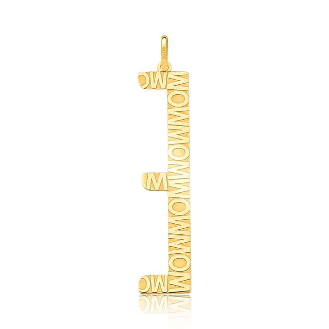 Pingente Wow Mom ouro 18k letra "E" polida 2