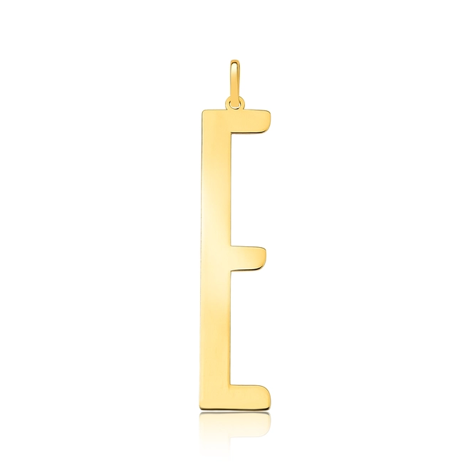 Pingente Wow Mom ouro 18k letra "E" polida 1