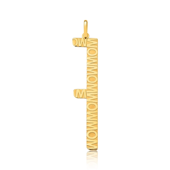 Pingente Wow Mom ouro 18k letra "F" polida 2