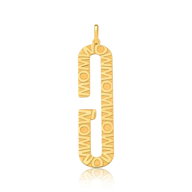 Pingente Wow Mom ouro 18k letra "G" polida 2
