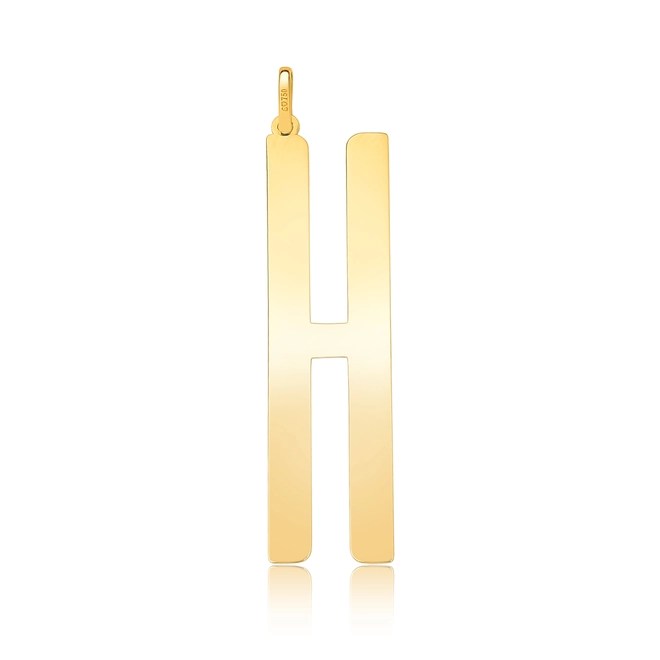 Pingente Wow Mom ouro 18k letra "H" polida 1