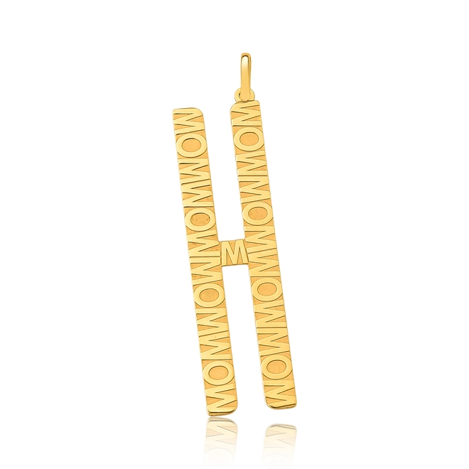 Pingente Wow Mom ouro 18k letra "H" polida 2