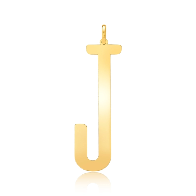Pingente Wow Mom ouro 18k letra "J" polida 1