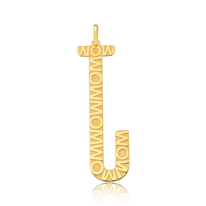 Pingente Wow Mom ouro 18k letra "J" polida 2