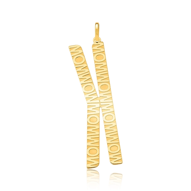 Pingente Wow Mom ouro 18k letra "K" polida 2