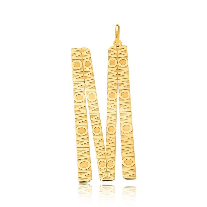 Pingente Wow Mom ouro 18k letra "M" polida 2