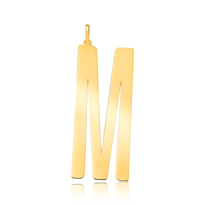 Pingente Wow Mom ouro 18k letra "M" polida 1