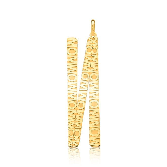 Pingente Wow Mom ouro 18k letra "N" polida 2