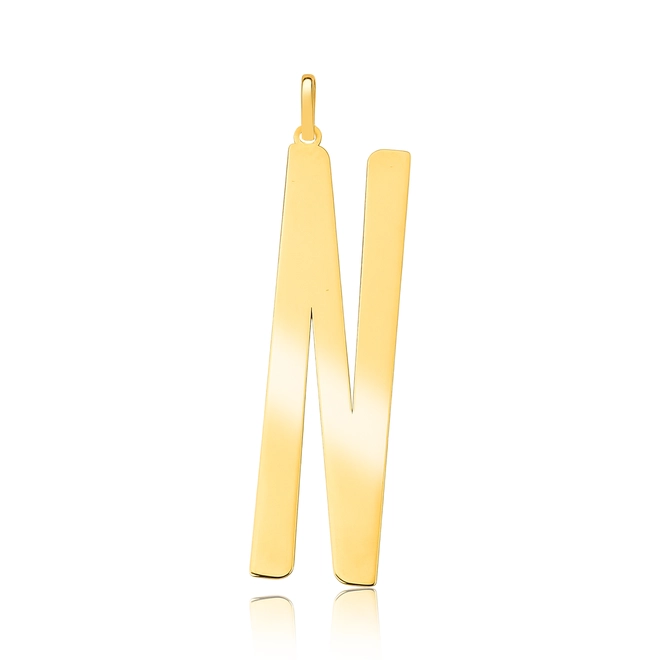 Pingente Wow Mom ouro 18k letra "N" polida 1