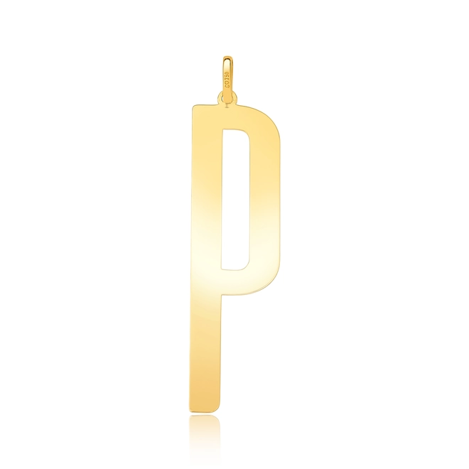 Pingente Wow Mom ouro 18k letra "P" polida 1