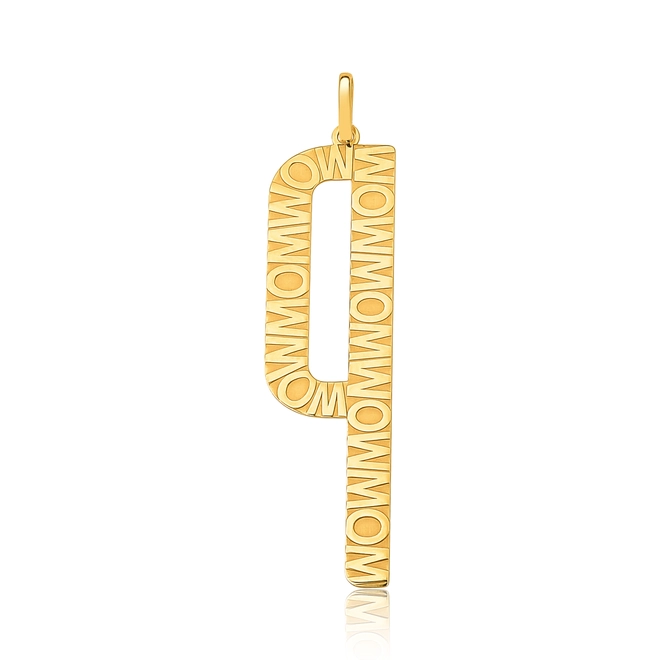 Pingente Wow Mom ouro 18k letra "P" polida 2
