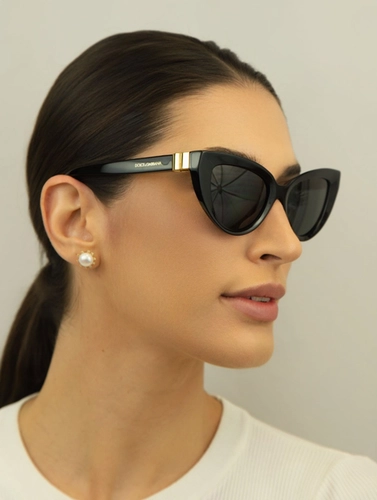 Óculos de Sol Dolce & Gabbana 0DG4497 501/8752 Acetato Preto com lentes na cor Cinza