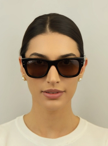 Óculos de Sol Ray-Ban Mega Wayfarer 0RB0840S 902/1A51 Propionato Marrom Mesclado com lentes na cor Marrom