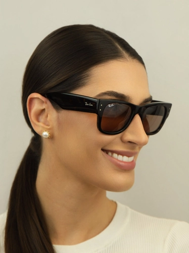 Óculos de Sol Ray-Ban Mega Wayfarer 0RB0840S 902/1A51 Propionato Marrom Mesclado com lentes na cor Marrom
