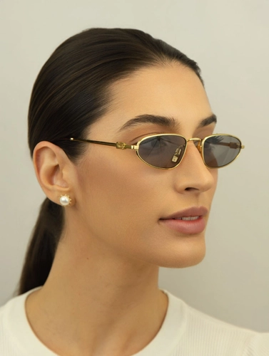 Óculos de Sol Miu Miu 0MU A52S 5AK40O52 Metal Dourado com lentes na cor Cinza
