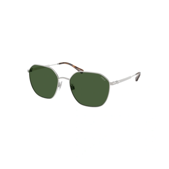 Óculos de Sol Polo Ralph Lauren 0PH3160 94237156 Metal Prata Escovado com lentes na cor Verde 1
