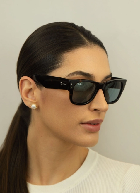 Óculos de Sol Ray-Ban Mega Wayfarer 0RB0840S 902/5651 Propionato Marrom Mesclado com lentes na cor Azul 5