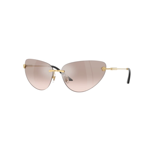 Óculos de Sol Versace 0VE2281 10028Z64 Metal Dourado com lentes na cor Marrom Degradê Espelhado